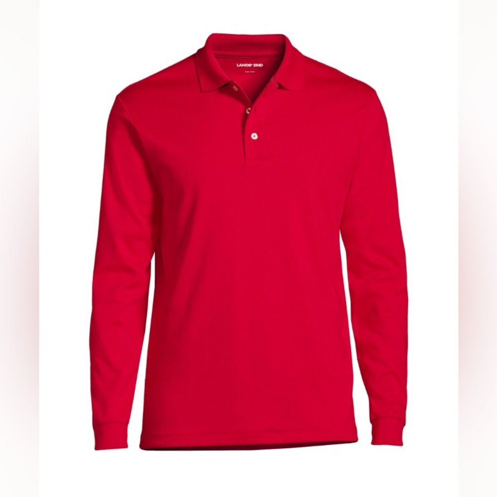 Lands’ End Red Long Sleeved Polo Unisex Small